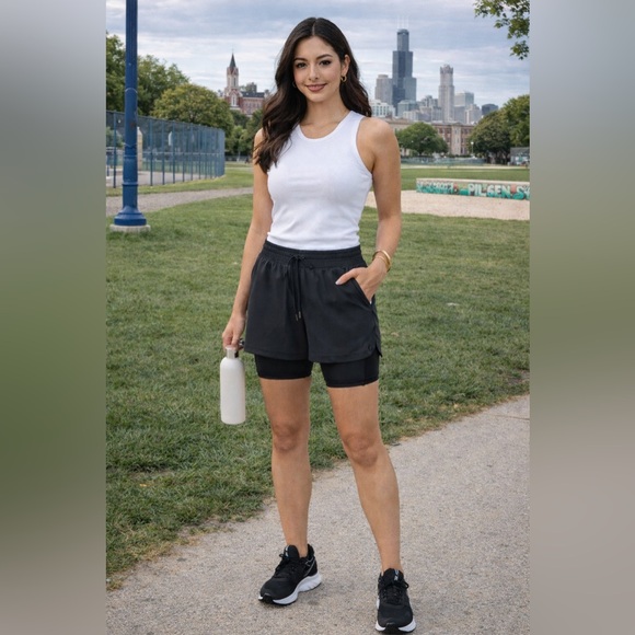 Spyder Pants - Spyder Athletic Shorts w/ Built-In Biker Shorts Elastic Waist, Pockets Size XL